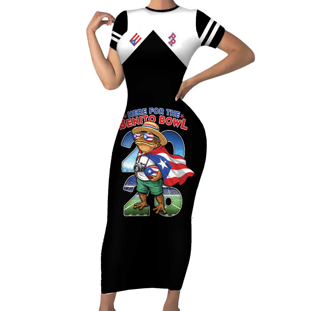 Custom Puerto Rico Coqui Frog Short Sleeve Bodycon Dress Here For The Benito Bowl