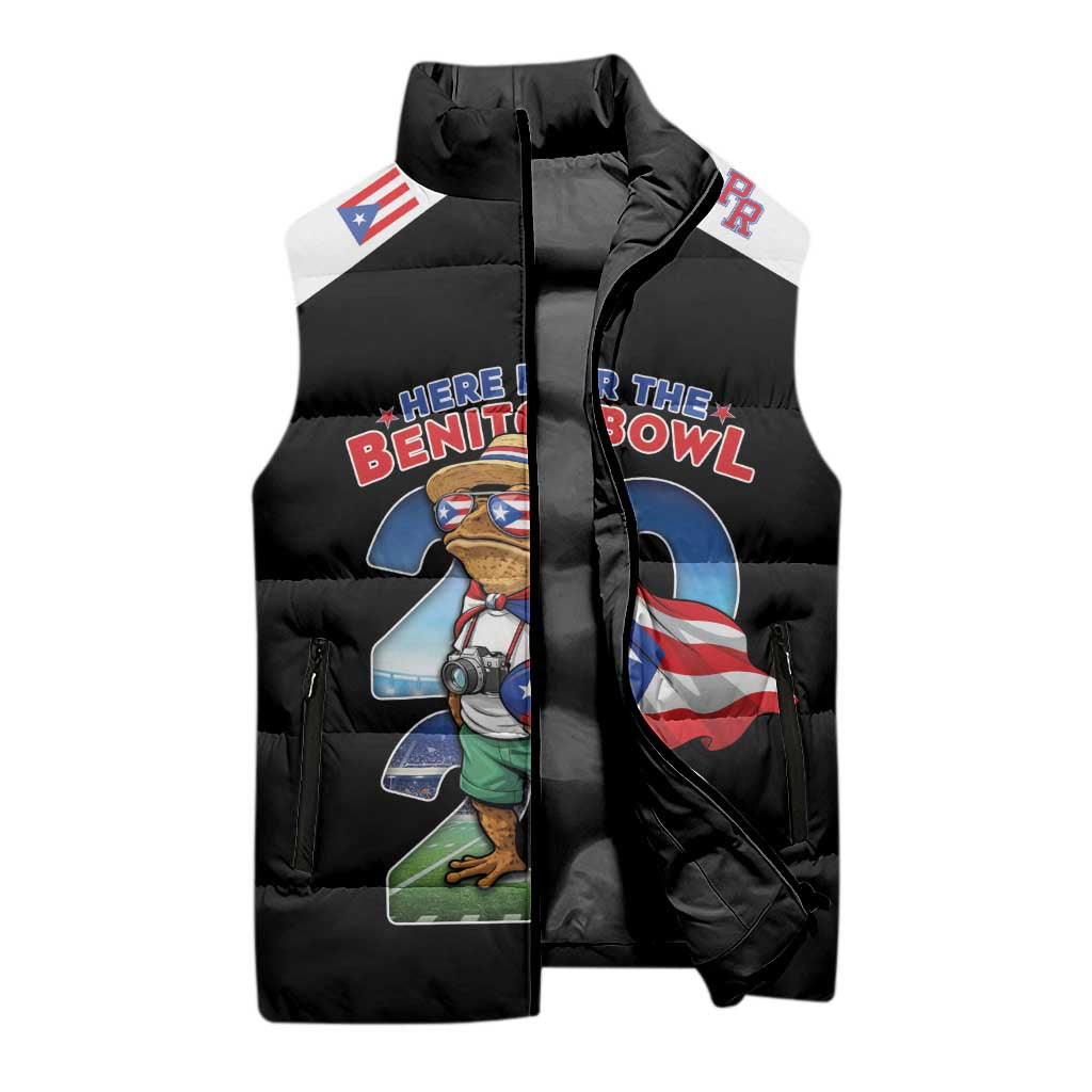 Custom Puerto Rico Coqui Frog Sleeveless Puffer Jacket Here For The Benito Bowl