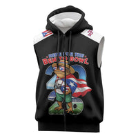 Custom Puerto Rico Coqui Frog Sleeveless Zip Hoodie Here For The Benito Bowl