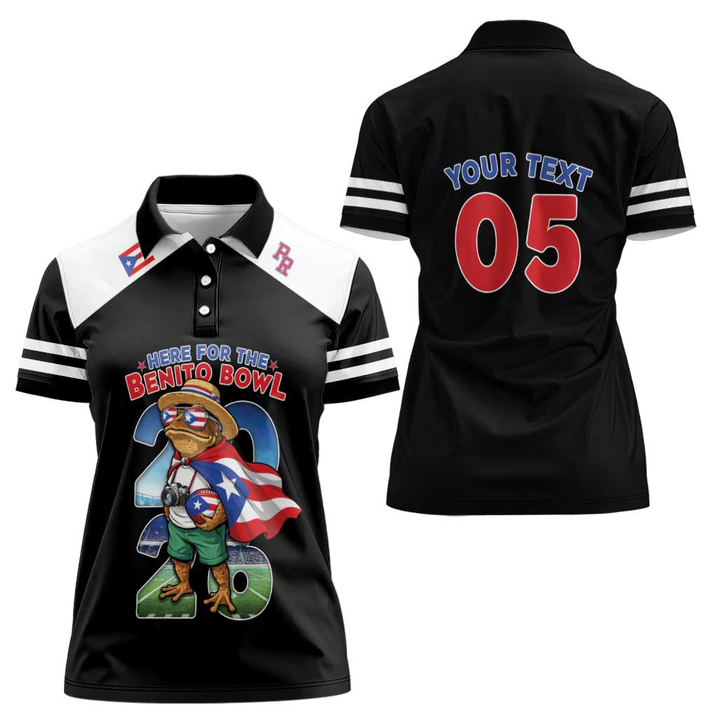 Custom Puerto Rico Coqui Frog Women Polo Shirt Here For The Benito Bowl