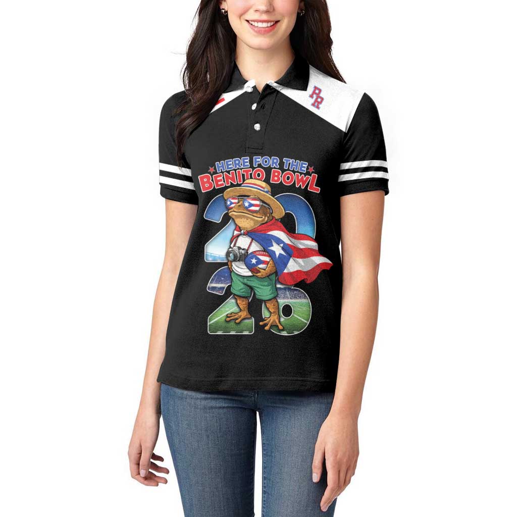 Custom Puerto Rico Coqui Frog Women Polo Shirt Here For The Benito Bowl
