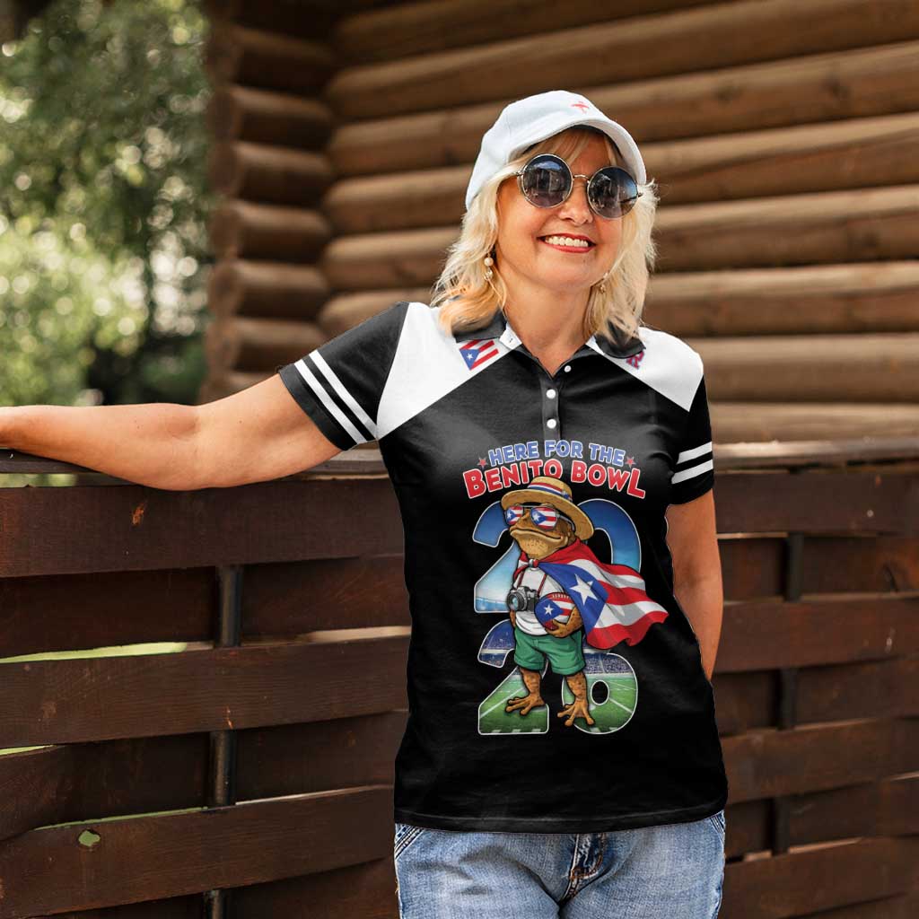 Custom Puerto Rico Coqui Frog Women Polo Shirt Here For The Benito Bowl