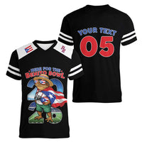 Custom Puerto Rico Coqui Frog Women V-Neck T-Shirt Here For The Benito Bowl