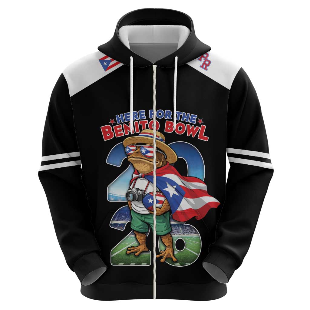 Custom Puerto Rico Coqui Frog Zip Hoodie Here For The Benito Bowl
