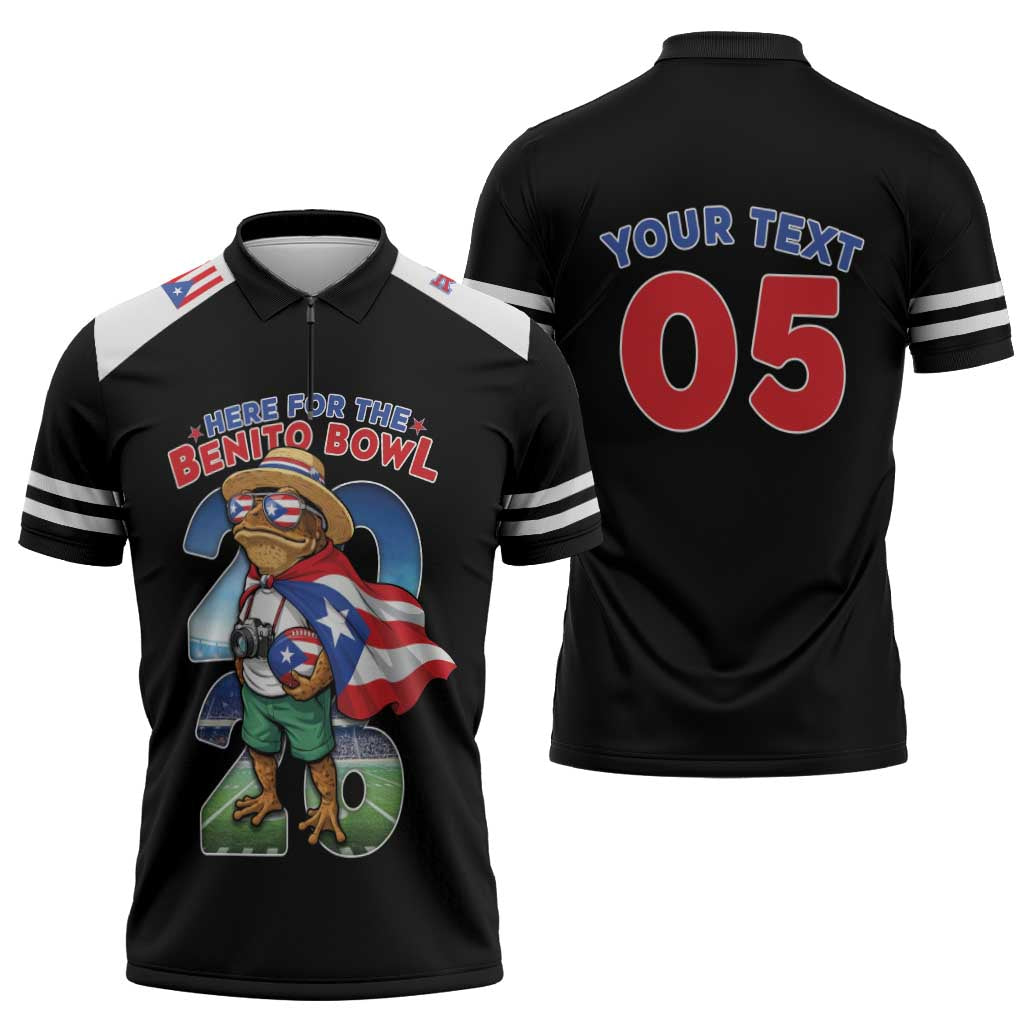 Custom Puerto Rico Coqui Frog Zipper Polo Shirt Here For The Benito Bowl