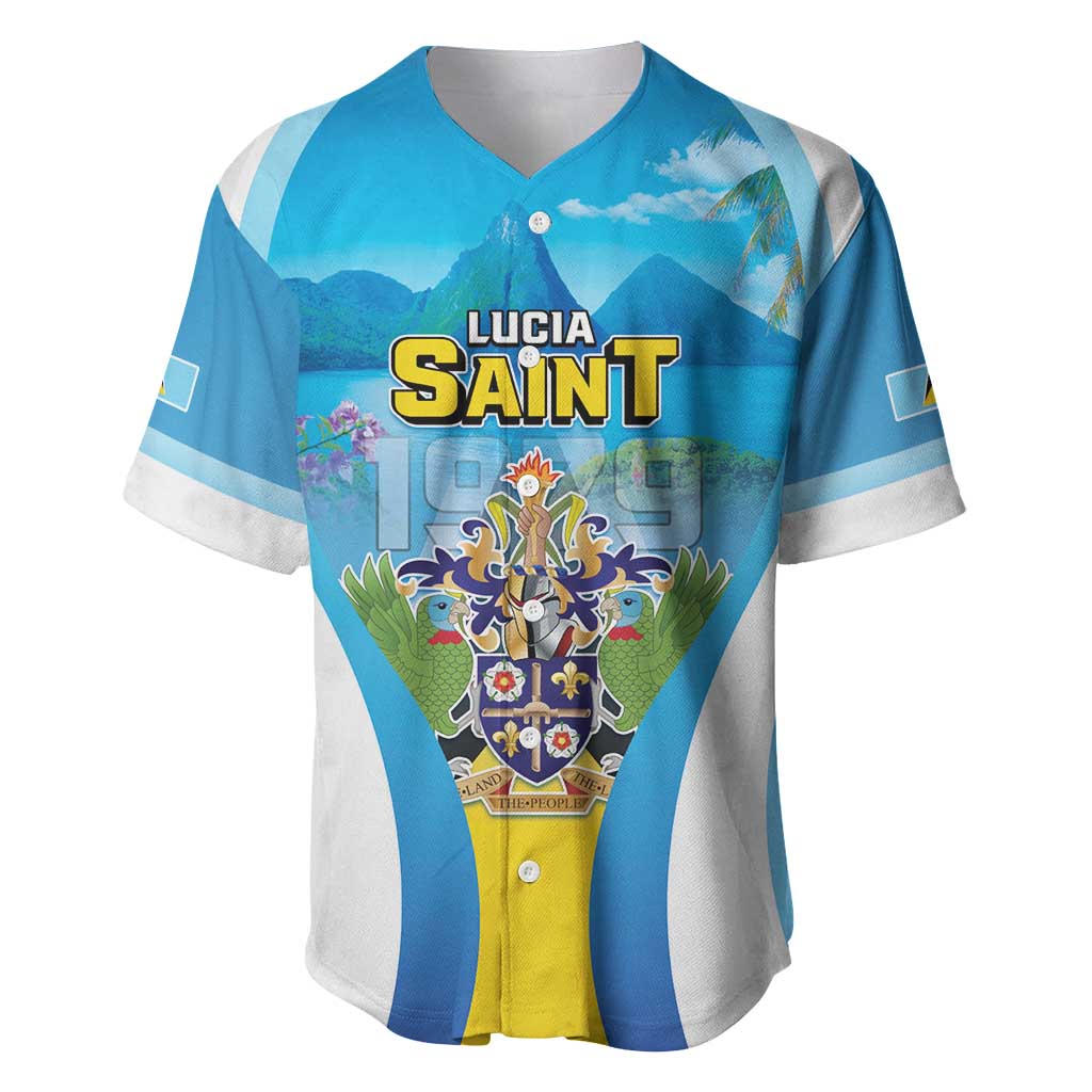 Personalized Saint Lucia 1979 Baseball Jersey Happy Independence Day