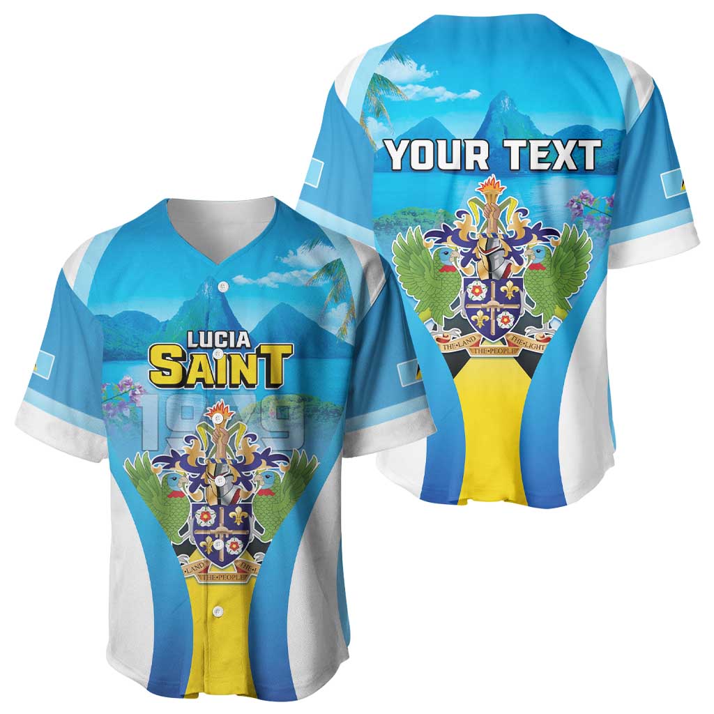 Personalized Saint Lucia 1979 Baseball Jersey Happy Independence Day