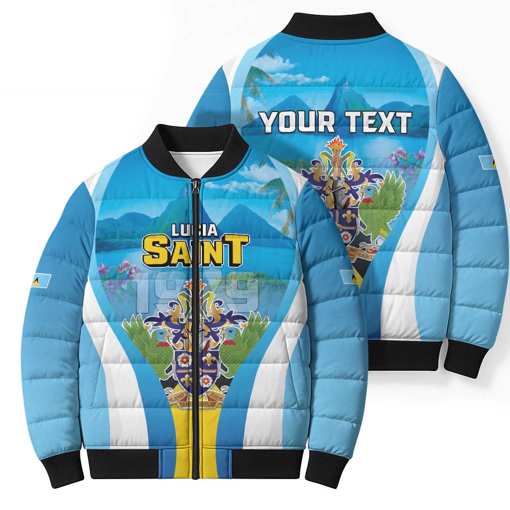 Personalized Saint Lucia 1979 Bomber Puffer Jacket Happy Independence Day