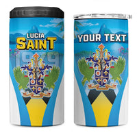 Personalized Saint Lucia 1979 4 in 1 Can Cooler Tumbler Happy Independence Day