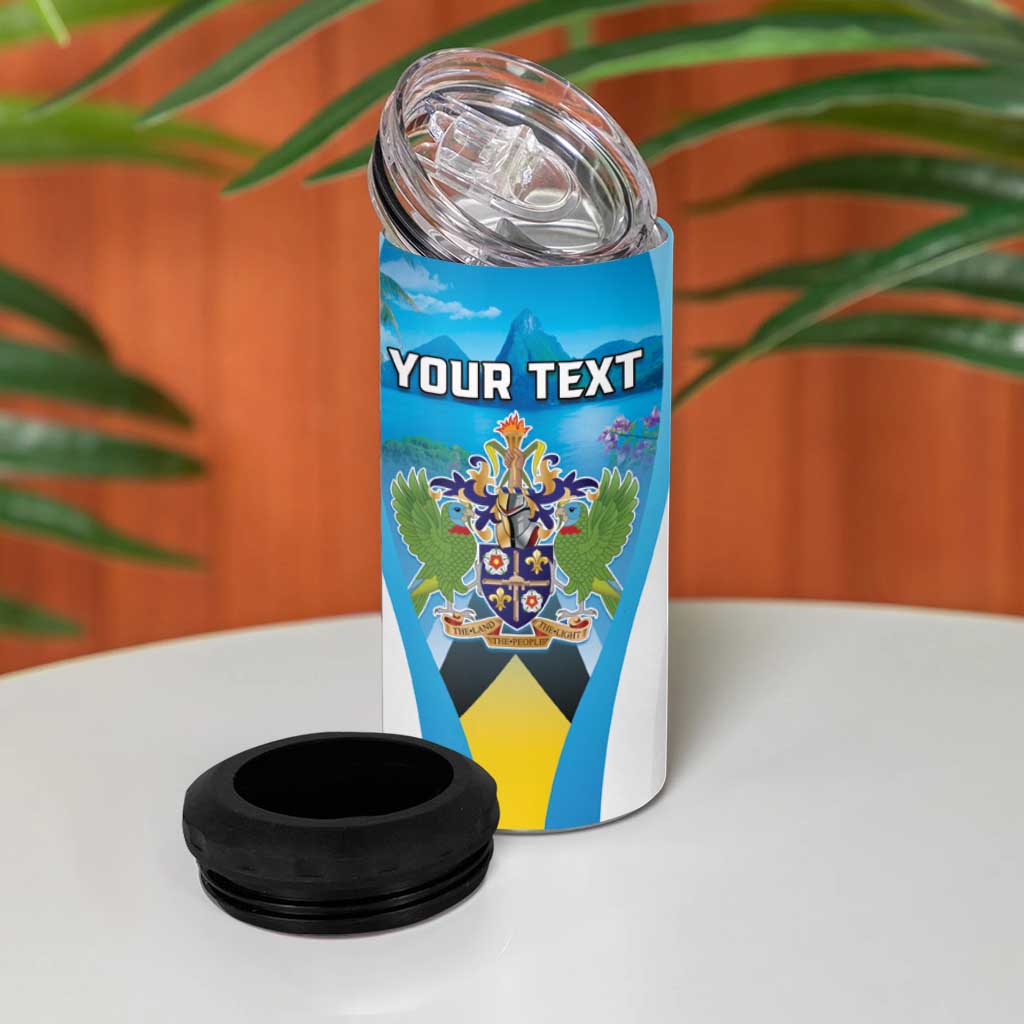 Personalized Saint Lucia 1979 4 in 1 Can Cooler Tumbler Happy Independence Day