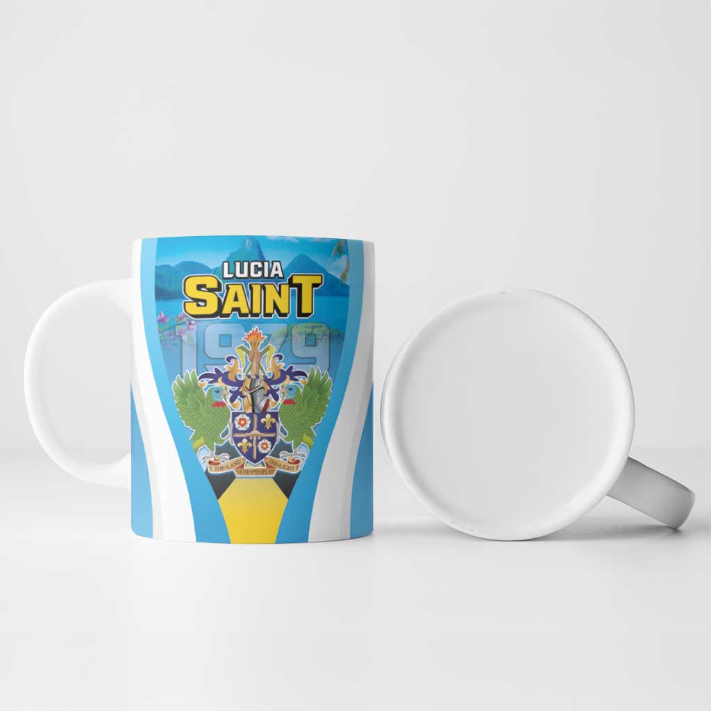 Personalized Saint Lucia 1979 Ceramic Mug Happy Independence Day