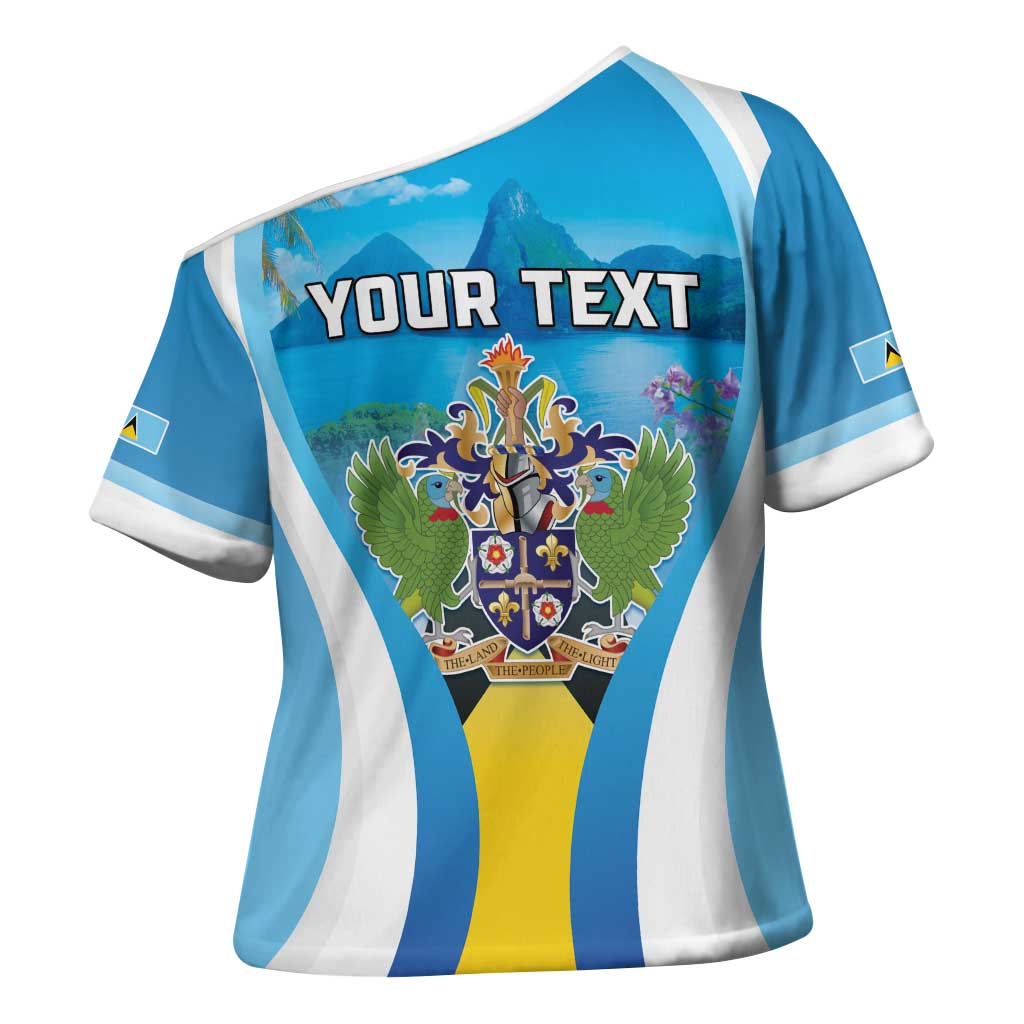 Personalized Saint Lucia 1979 Cross Shoulder Shirt Happy Independence Day