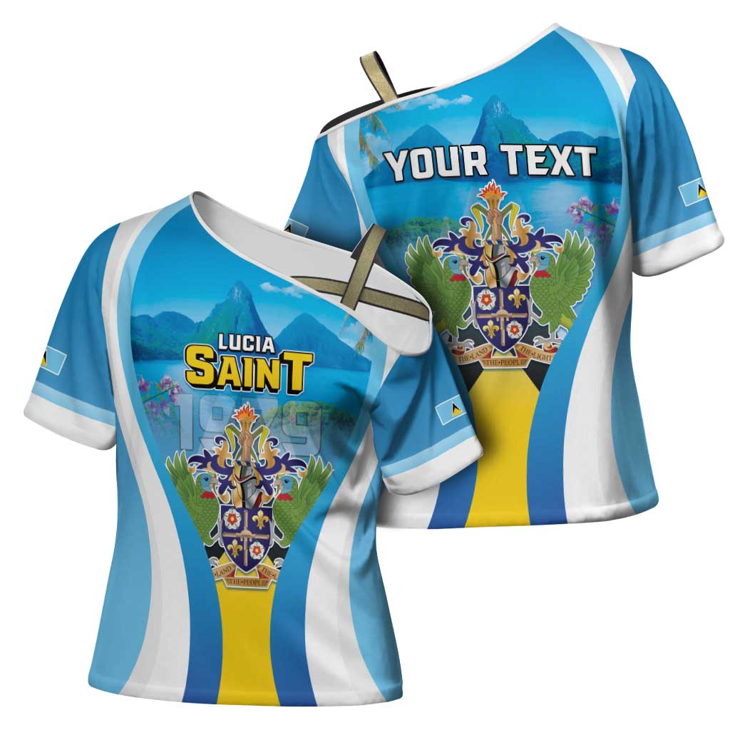 Personalized Saint Lucia 1979 Cross Shoulder Shirt Happy Independence Day