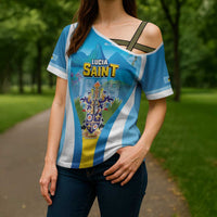 Personalized Saint Lucia 1979 Cross Shoulder Shirt Happy Independence Day
