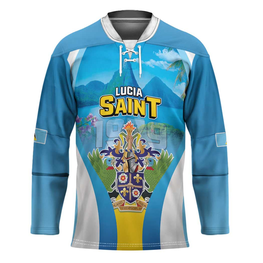Personalized Saint Lucia 1979 Hockey Jersey Happy Independence Day
