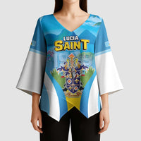 Personalized Saint Lucia 1979 Kimono Sleeve Blouse Happy Independence Day