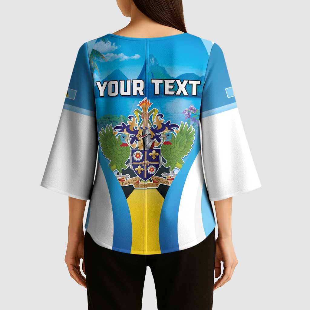 Personalized Saint Lucia 1979 Kimono Sleeve Blouse Happy Independence Day
