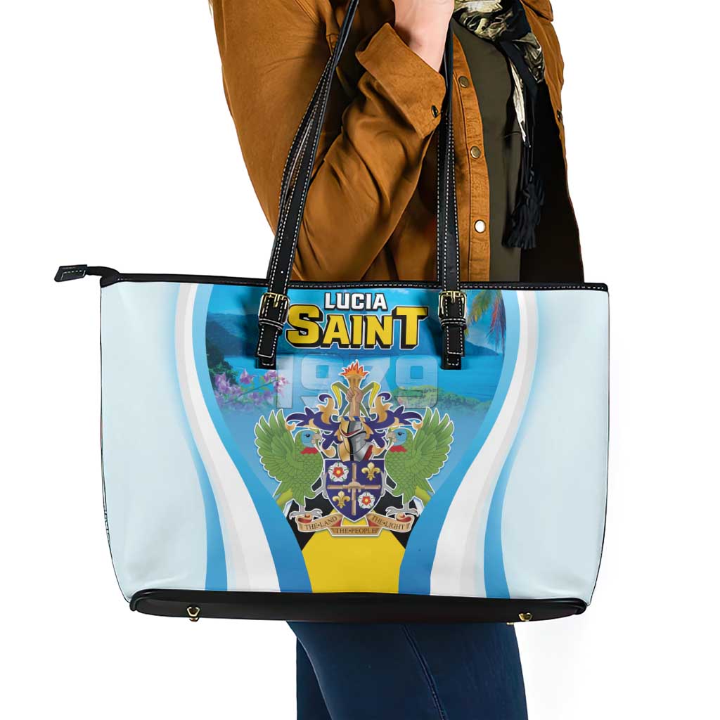 Saint Lucia 1979 Leather Tote Bag Happy Independence Day