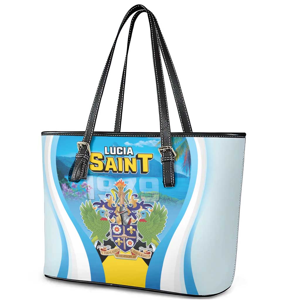 Saint Lucia 1979 Leather Tote Bag Happy Independence Day