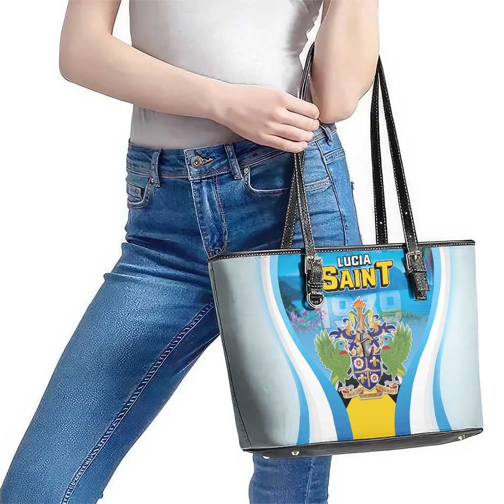 Saint Lucia 1979 Leather Tote Bag Happy Independence Day
