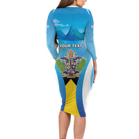 Personalized Saint Lucia 1979 Long Sleeve Bodycon Dress Happy Independence Day