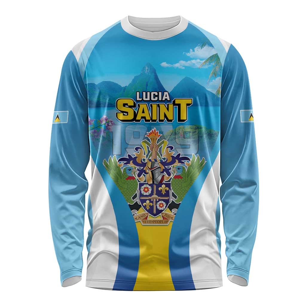 Personalized Saint Lucia 1979 Long Sleeve Shirt Happy Independence Day