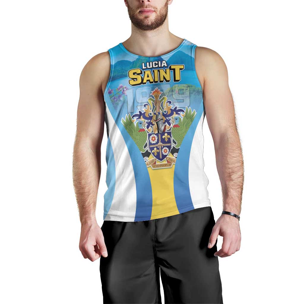 Personalized Saint Lucia 1979 Men Tank Top Happy Independence Day