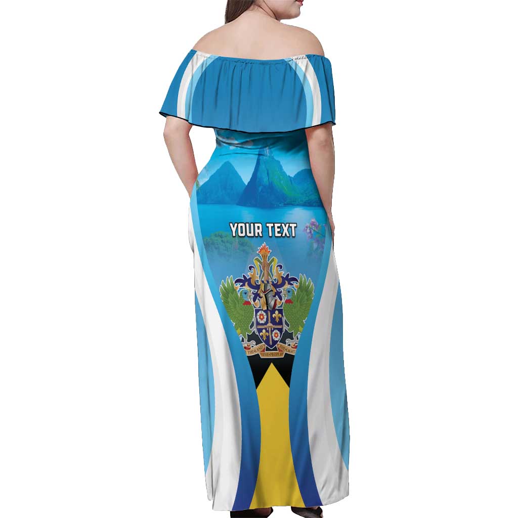 Personalized Saint Lucia 1979 Off Shoulder Maxi Dress Happy Independence Day