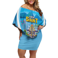 Personalized Saint Lucia 1979 Off Shoulder Short Dress Happy Independence Day