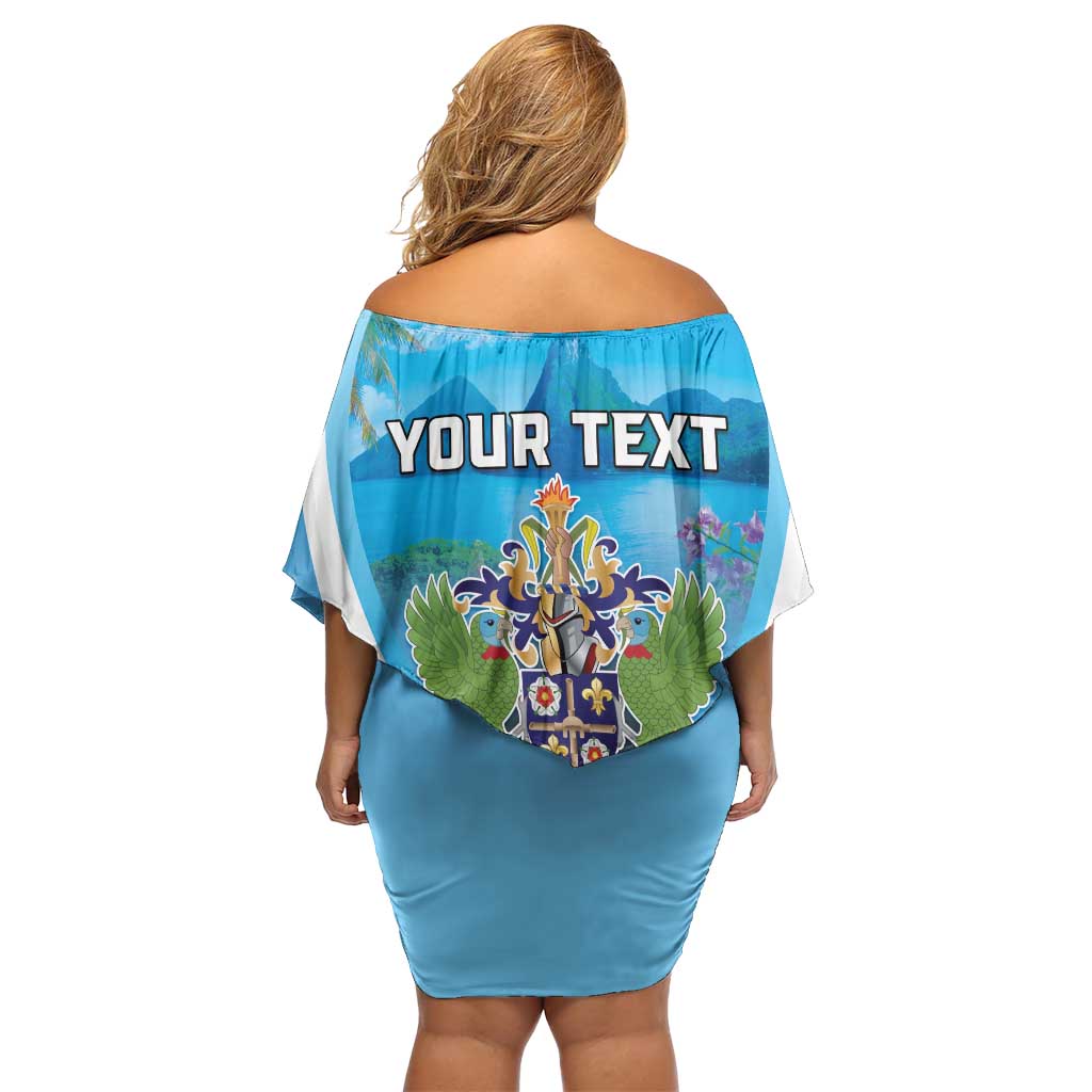Personalized Saint Lucia 1979 Off Shoulder Short Dress Happy Independence Day