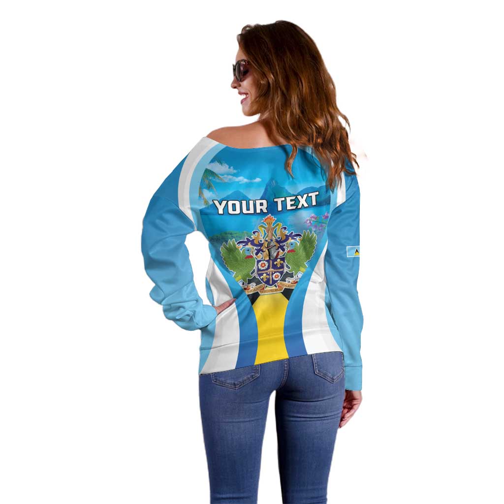 Personalized Saint Lucia 1979 Off Shoulder Sweater Happy Independence Day