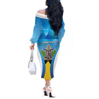 Personalized Saint Lucia 1979 Off The Shoulder Long Sleeve Dress Happy Independence Day
