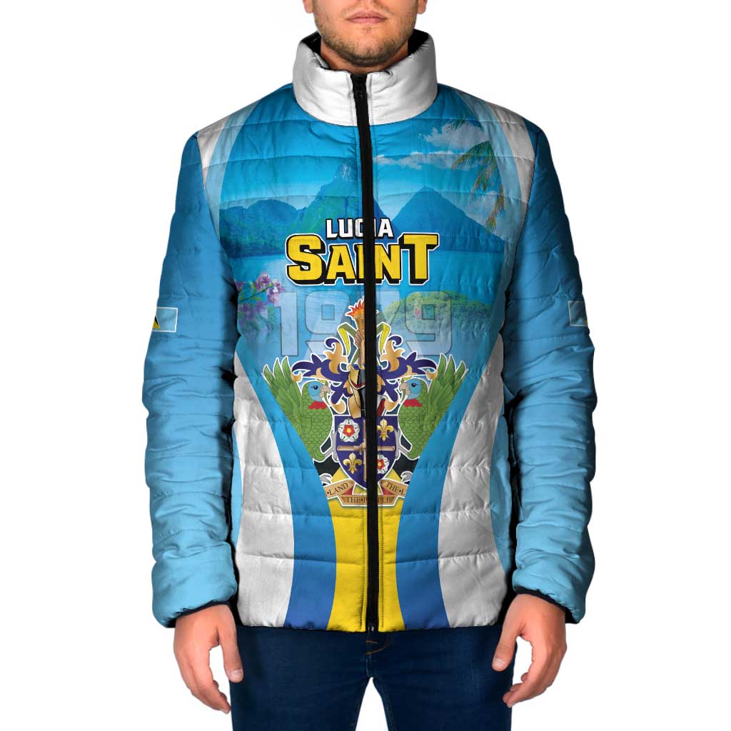 Personalized Saint Lucia 1979 Padded Jacket Happy Independence Day