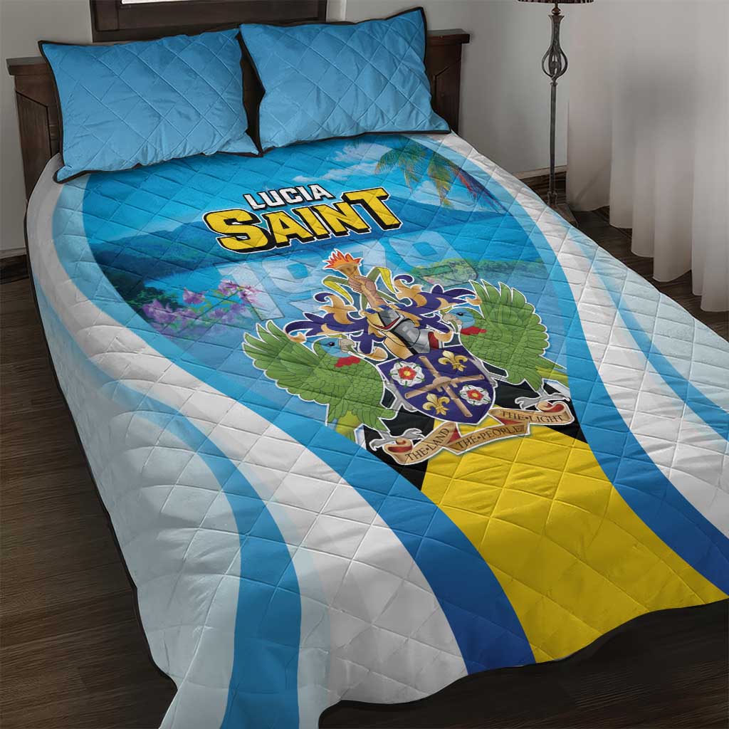 Saint Lucia 1979 Quilt Bed Set Happy Independence Day