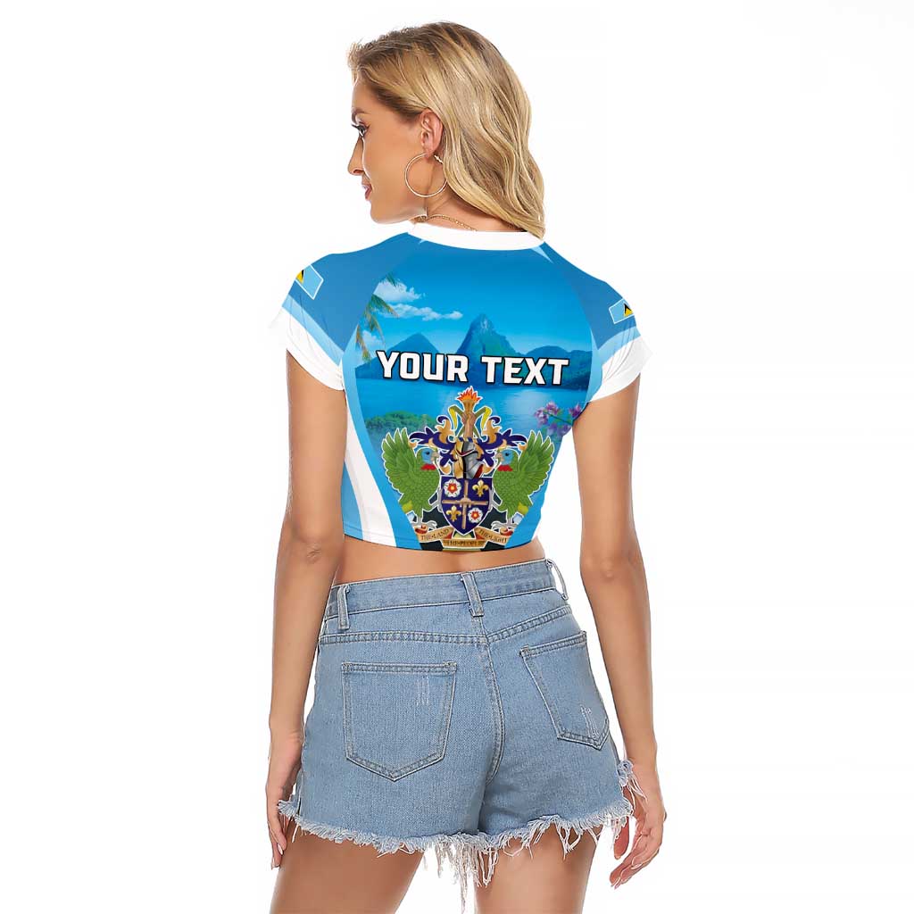 Personalized Saint Lucia 1979 Raglan Cropped T Shirt Happy Independence Day