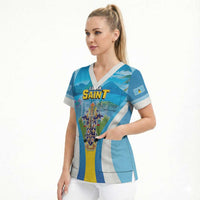 Personalized Saint Lucia 1979 Scrub Top Happy Independence Day