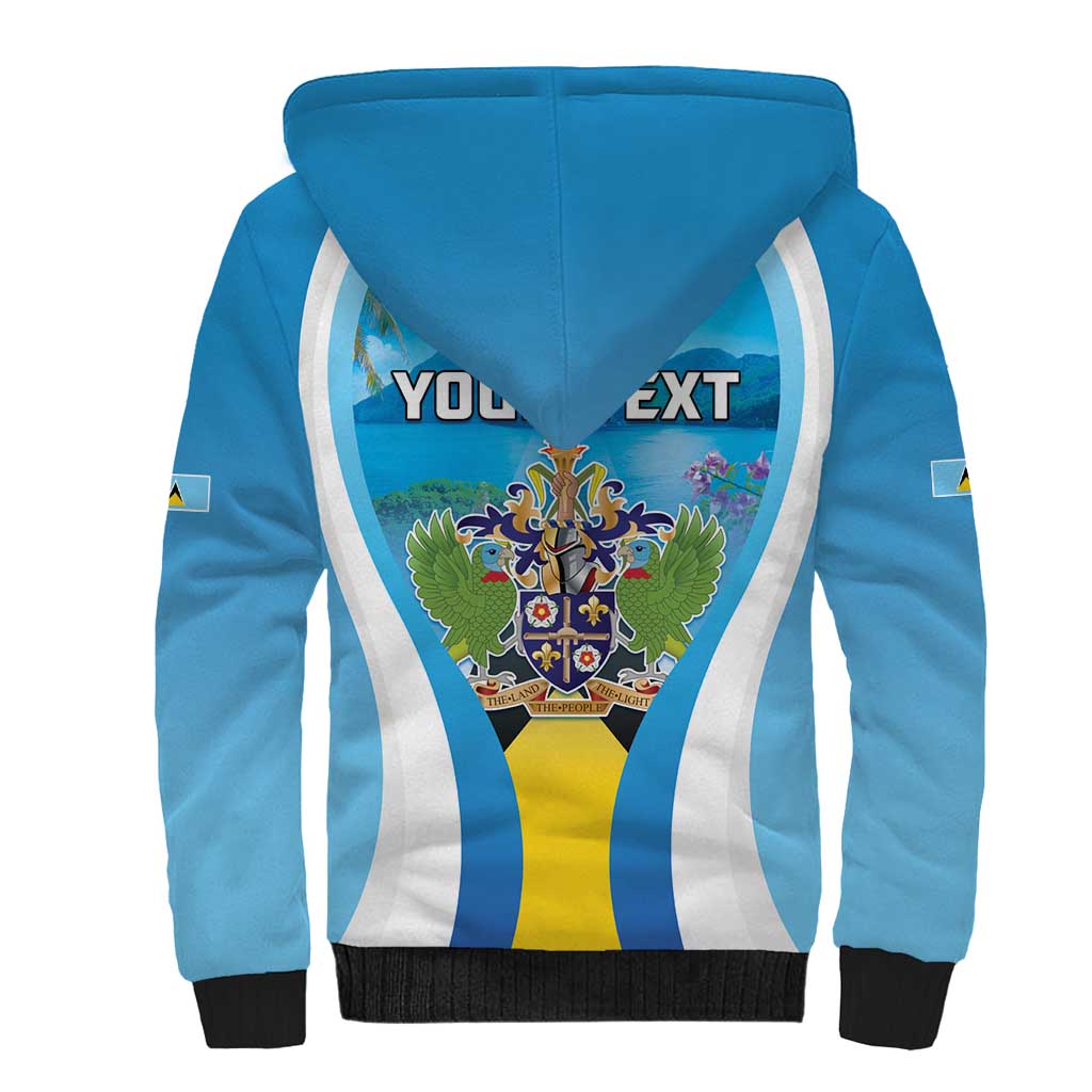 Personalized Saint Lucia 1979 Sherpa Hoodie Happy Independence Day
