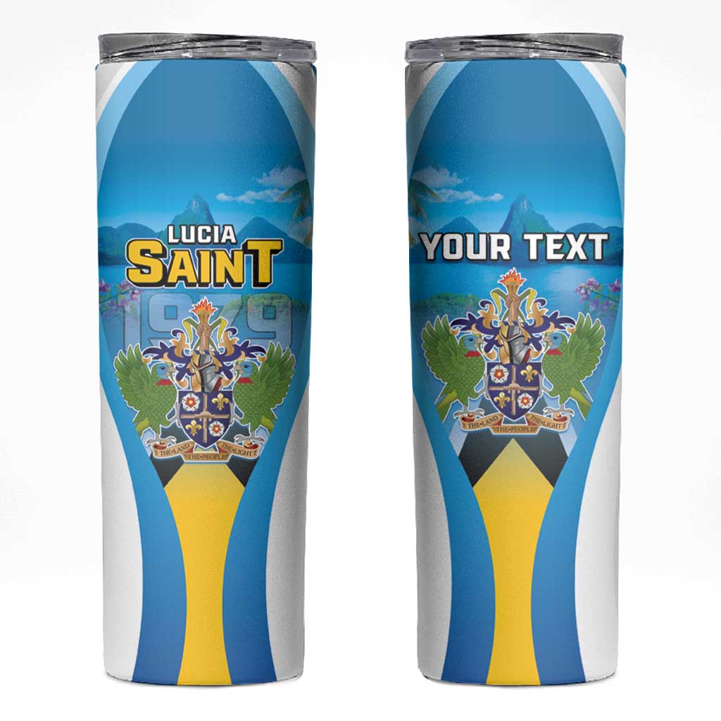 Personalized Saint Lucia 1979 Skinny Tumbler Happy Independence Day