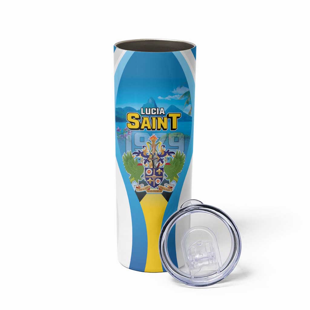 Personalized Saint Lucia 1979 Skinny Tumbler Happy Independence Day