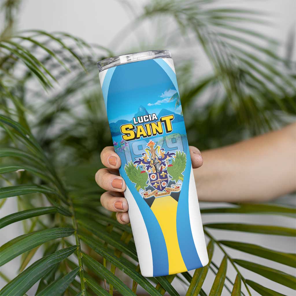 Personalized Saint Lucia 1979 Skinny Tumbler Happy Independence Day