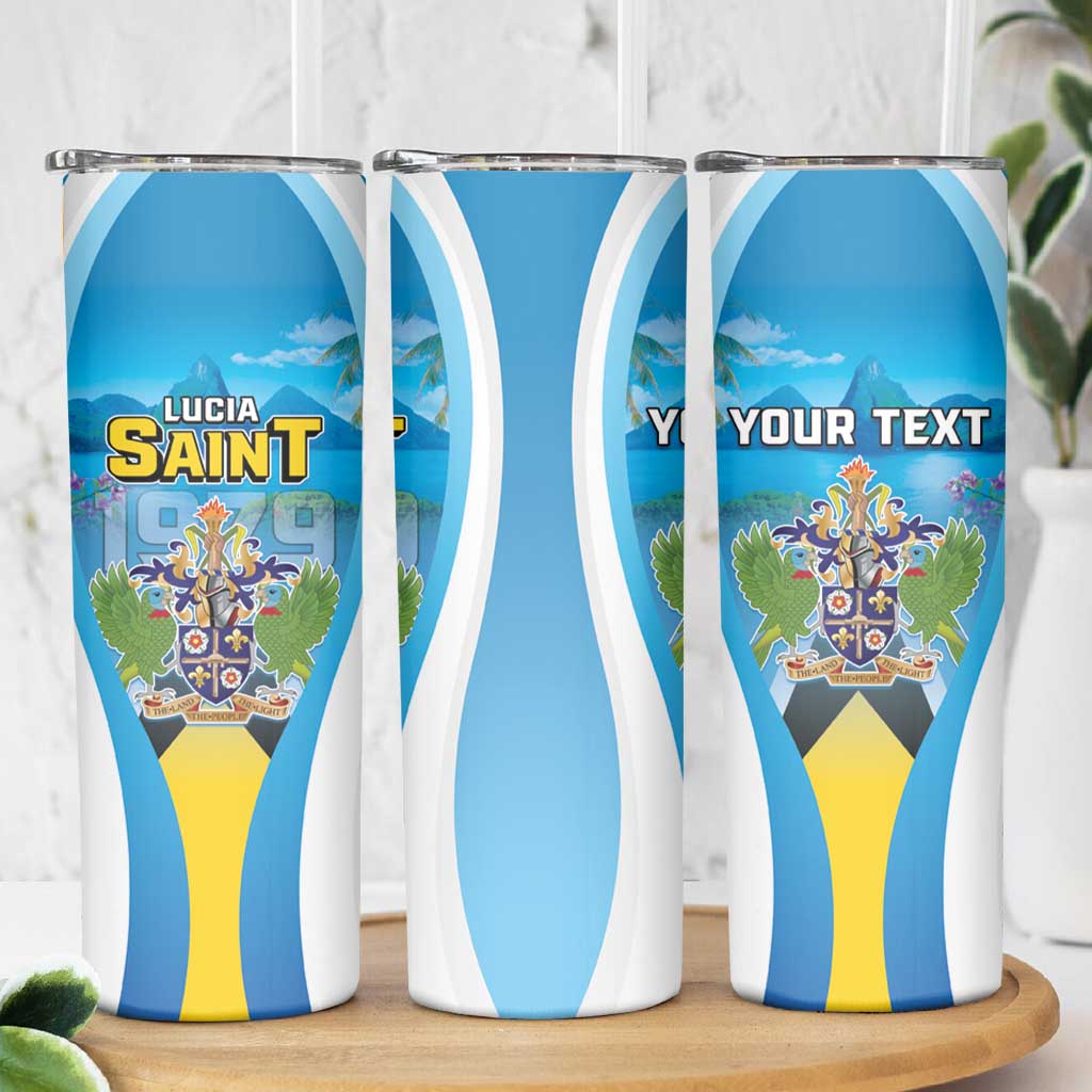Personalized Saint Lucia 1979 Skinny Tumbler Happy Independence Day