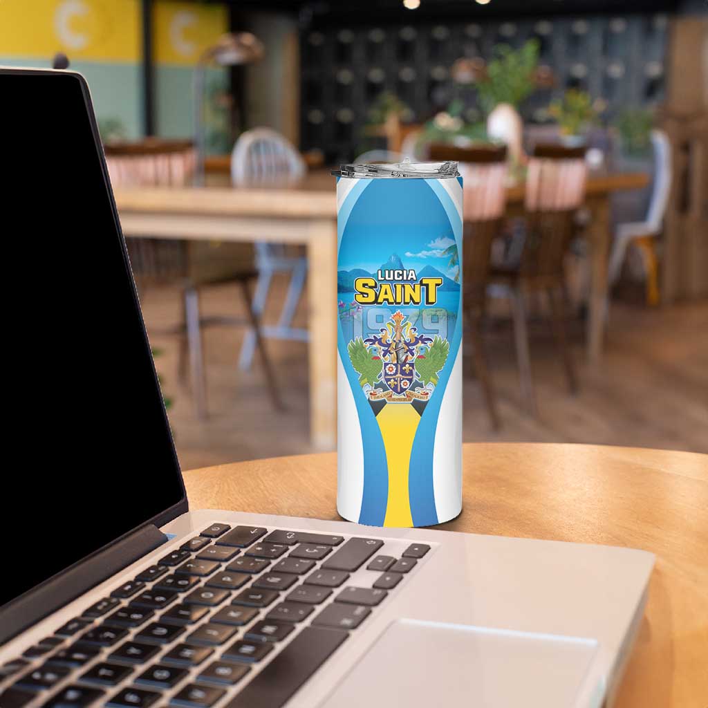 Personalized Saint Lucia 1979 Skinny Tumbler Happy Independence Day