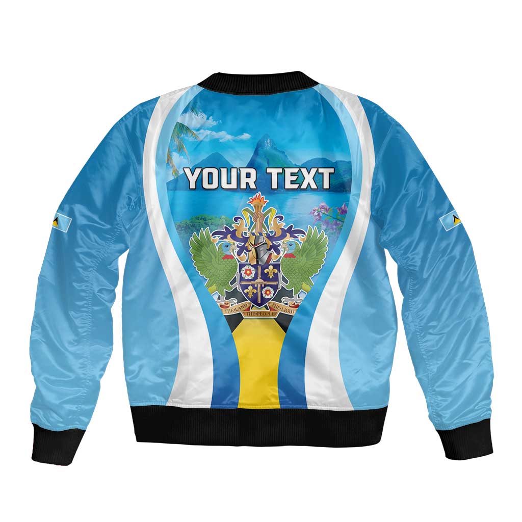 Personalized Saint Lucia 1979 Sleeve Zip Bomber Jacket Happy Independence Day