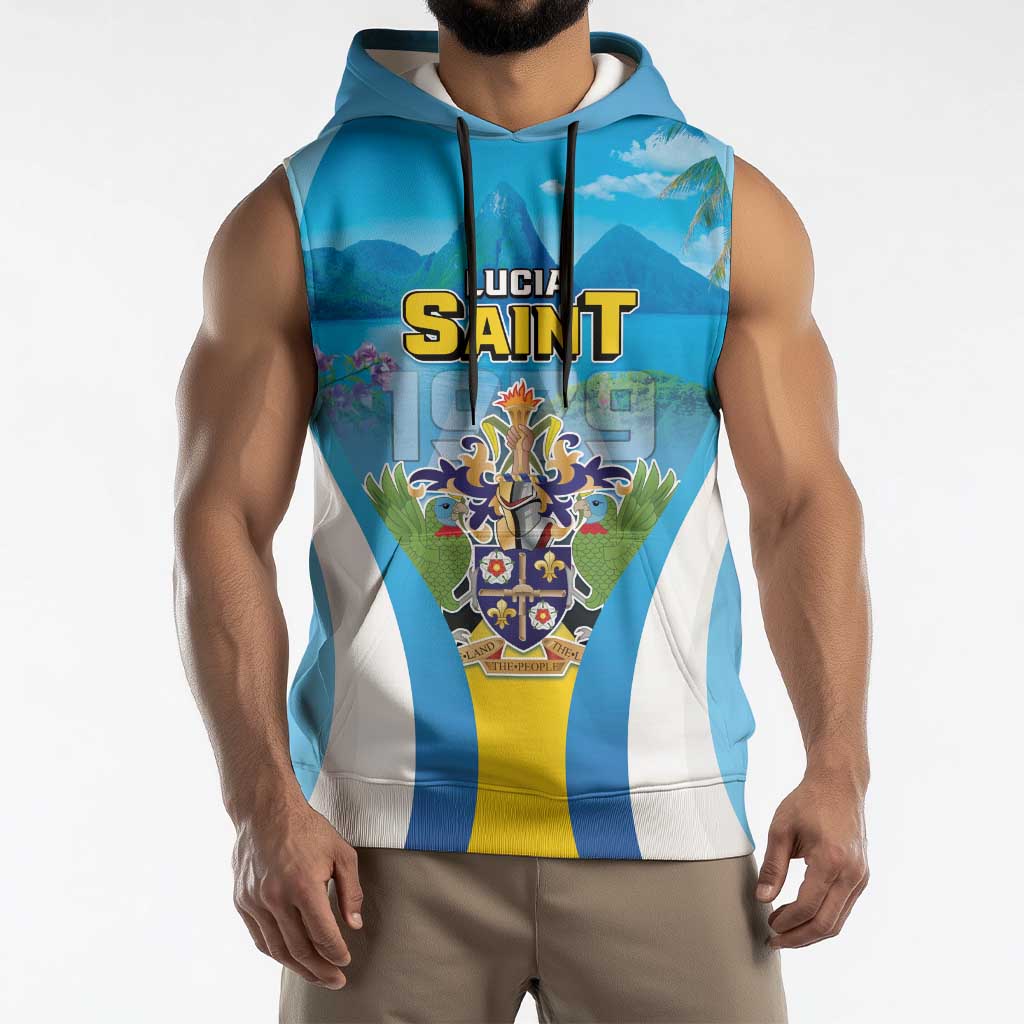 Personalized Saint Lucia 1979 Sleeveless Hoodie Happy Independence Day