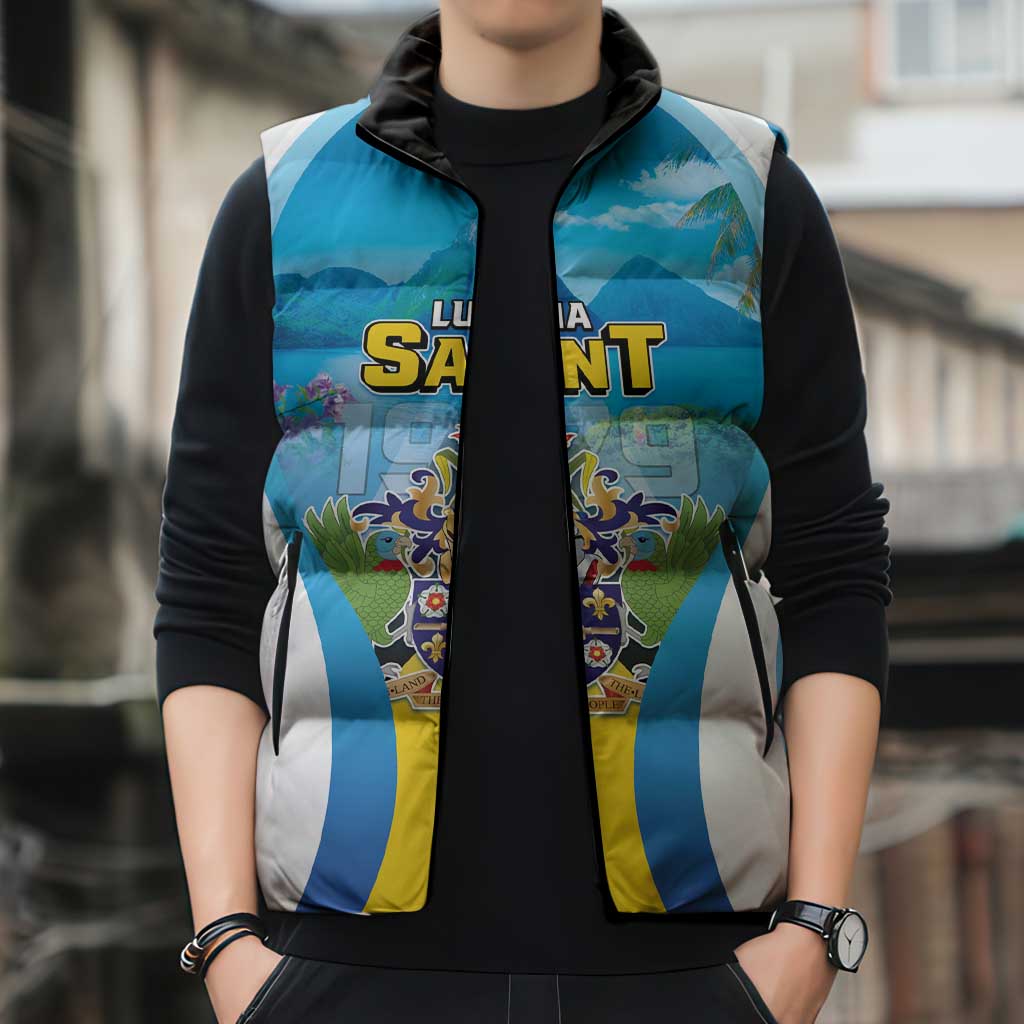 Personalized Saint Lucia 1979 Sleeveless Puffer Jacket Happy Independence Day