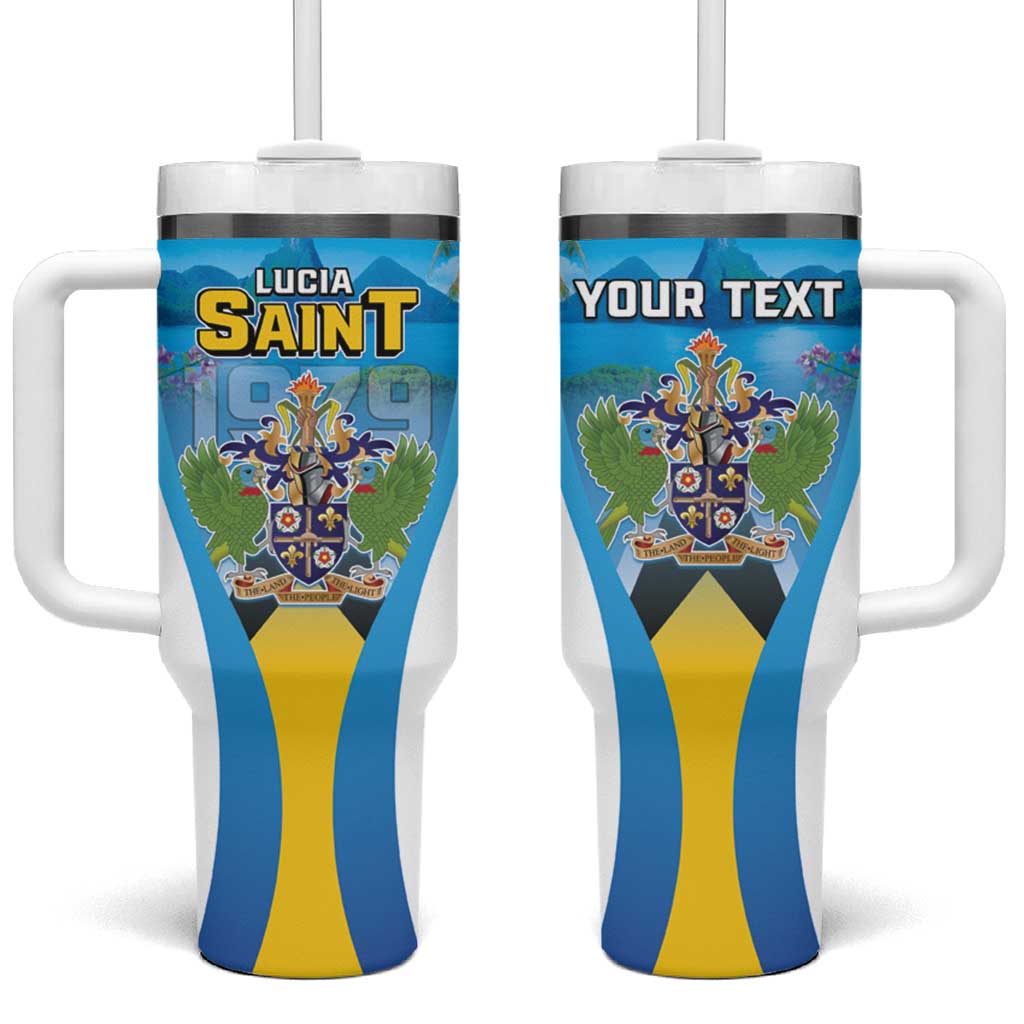 Personalized Saint Lucia 1979 Tumbler With Handle Happy Independence Day