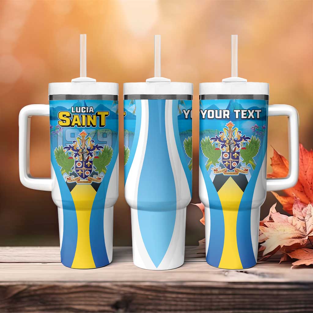 Personalized Saint Lucia 1979 Tumbler With Handle Happy Independence Day