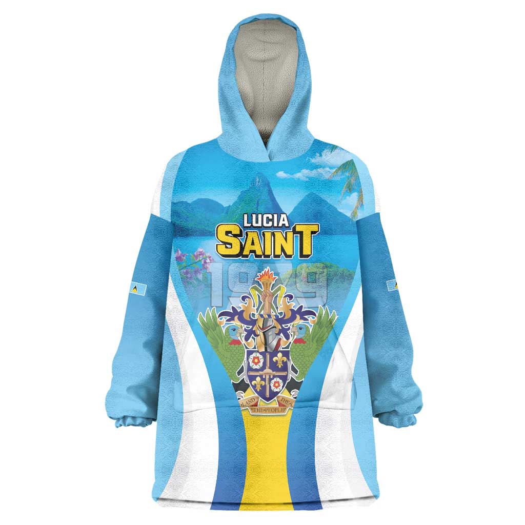 Personalized Saint Lucia 1979 Wearable Blanket Hoodie Happy Independence Day