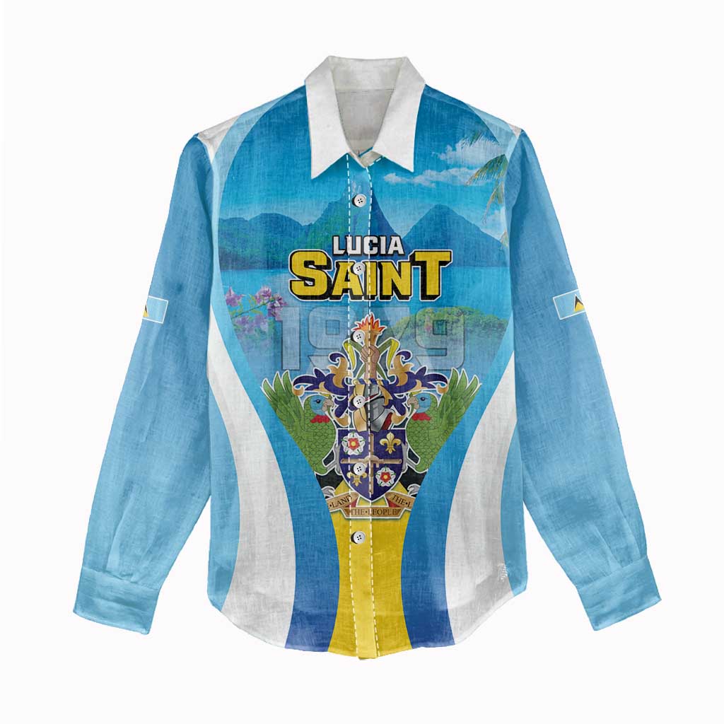 Personalized Saint Lucia 1979 Women Casual Shirt Happy Independence Day