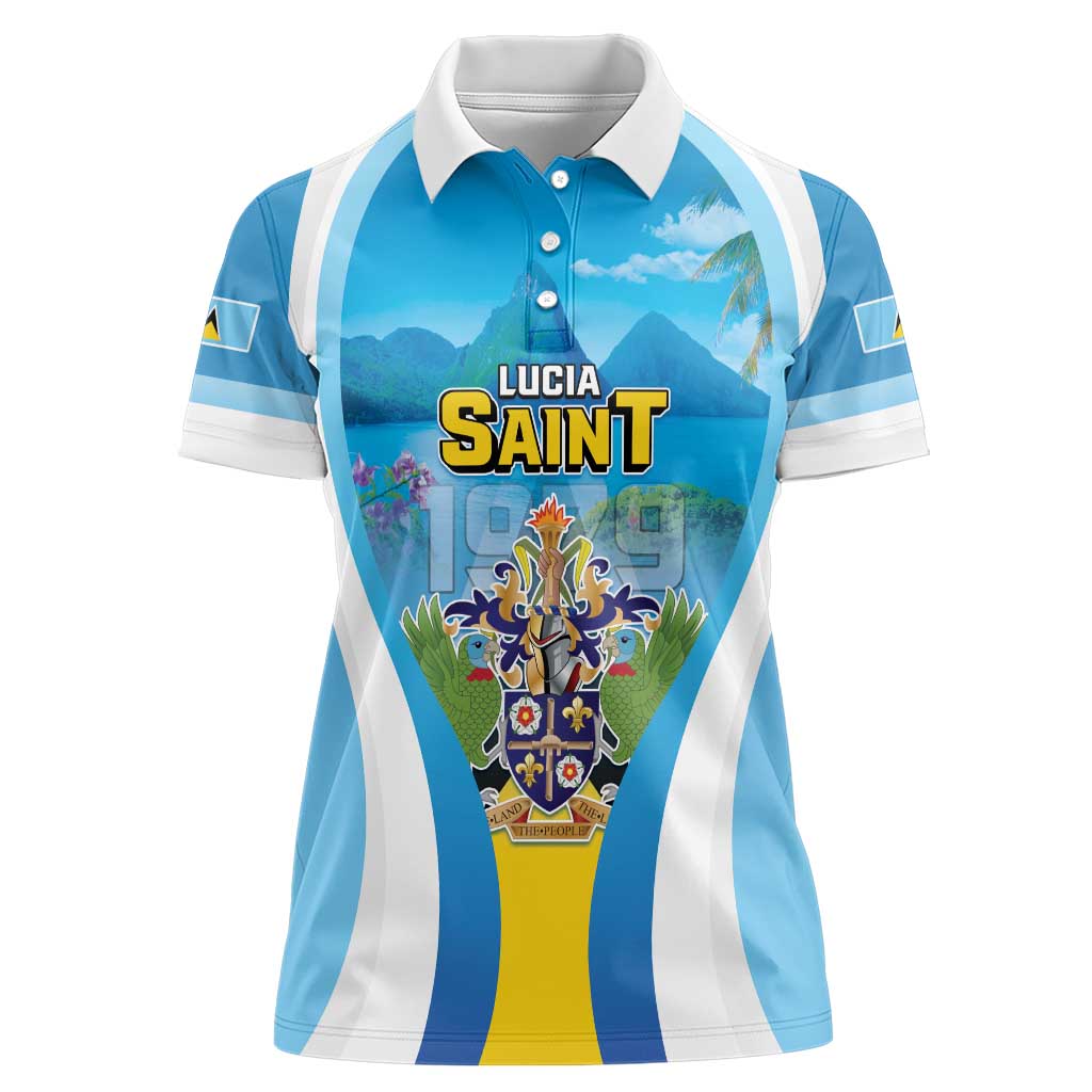 Personalized Saint Lucia 1979 Women Polo Shirt Happy Independence Day